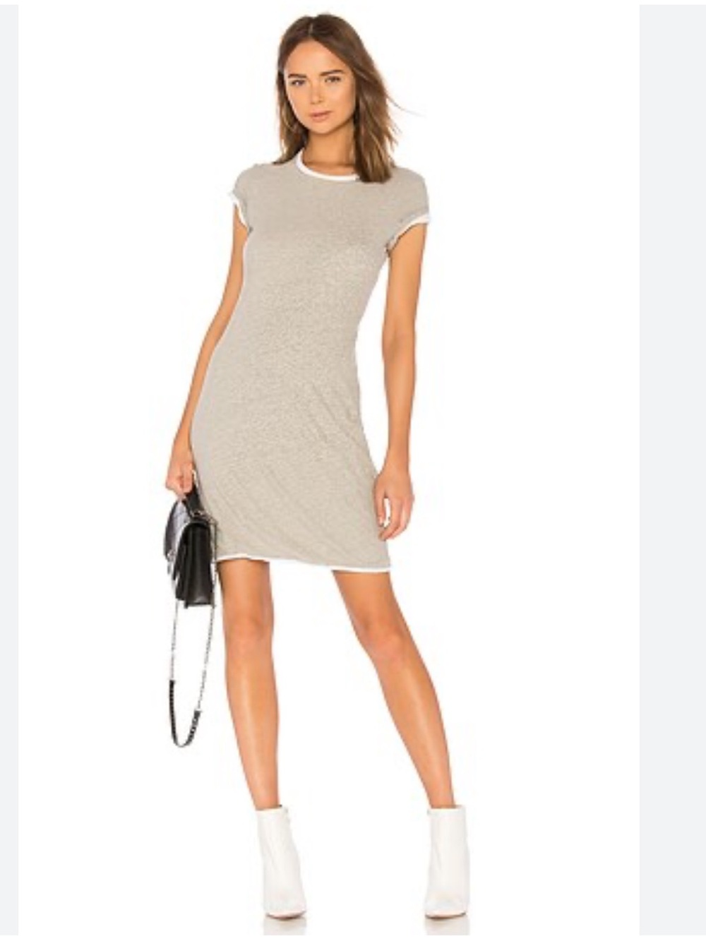 James Perse Minimalist Casual Reversible T Shirt Dress Gray Size US 2